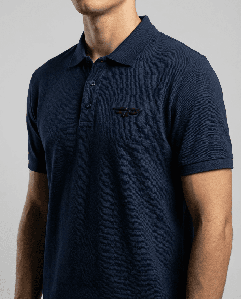 FLAP Signature Navy polo: sophistication and posture