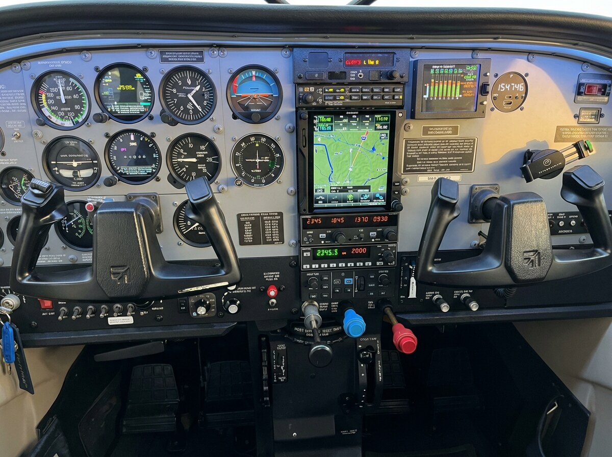 Painel Cessna 206H: Garmin GTN 750Xi, dual GI275, autopilot GFC500 e JPI EDM 830