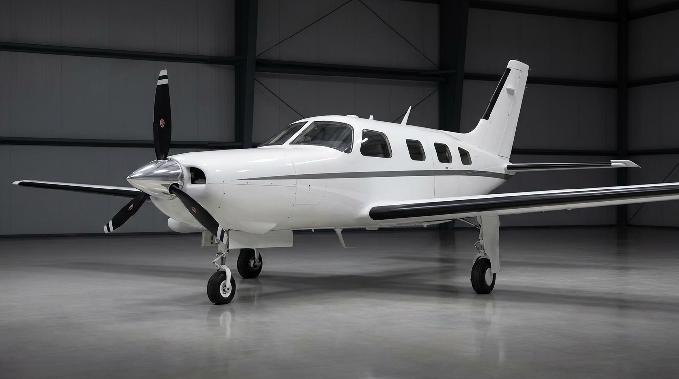 Piper M350 em vista externa no pátio.