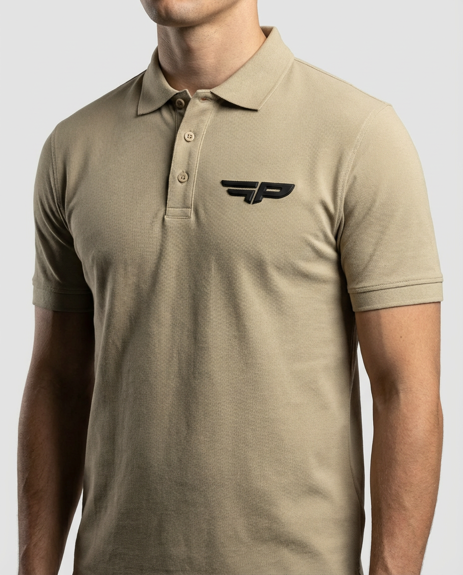 Polo FLAP Signature Bege — vista frontal